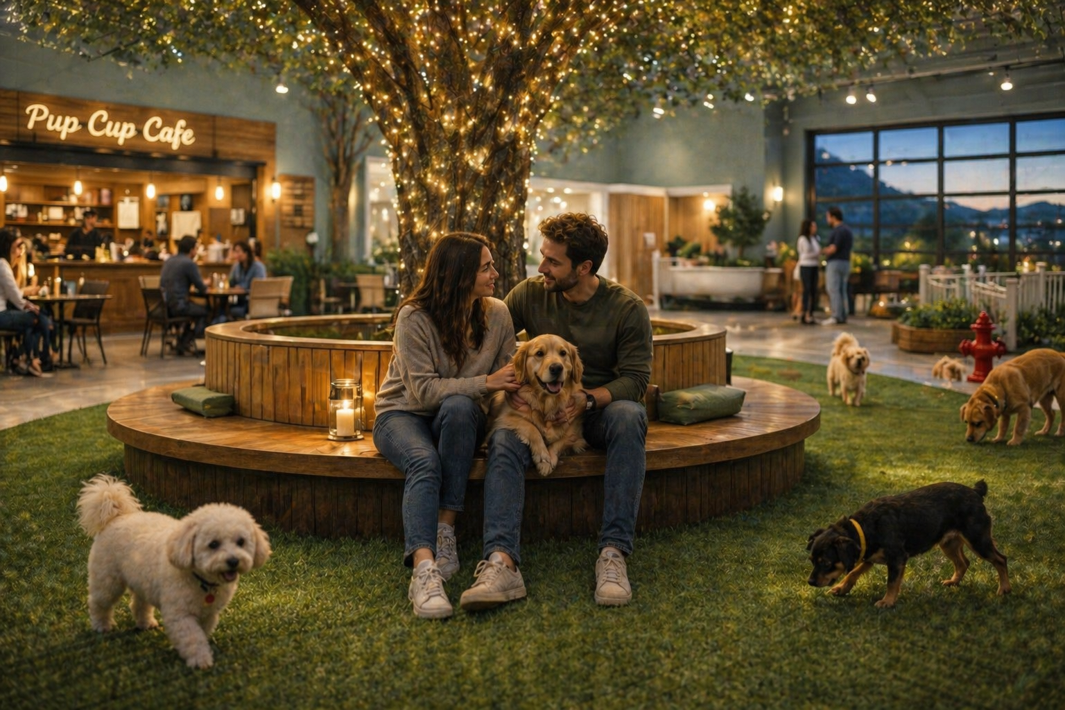 A Walk in the Park guests relaxing with their dog