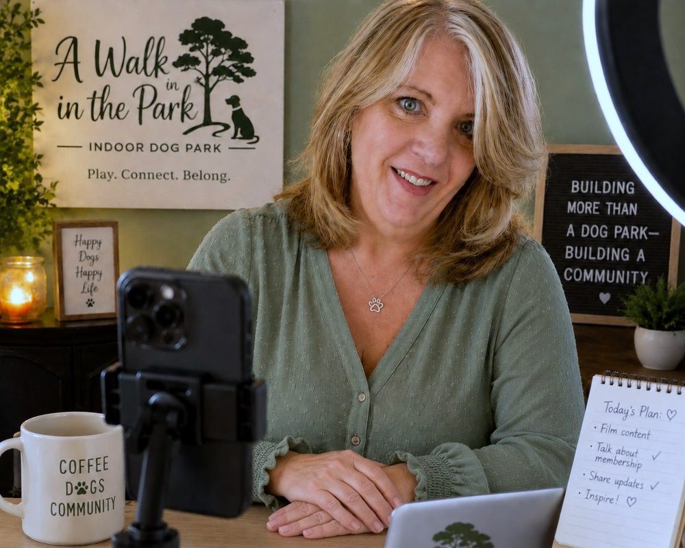 Marci, founder of A Walk in the Park, working behind the scenes